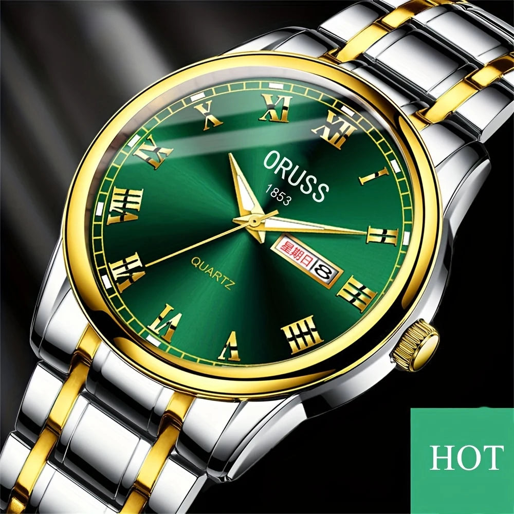 Personality western style Men's watch business chic high-end atmosphere classy fashion trend durable double calendar kinematic Men's