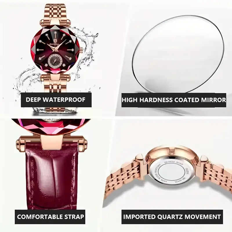 POEDAGAR 2024 Trendy Quartz Ladies Wristwatch with Band and Round Case