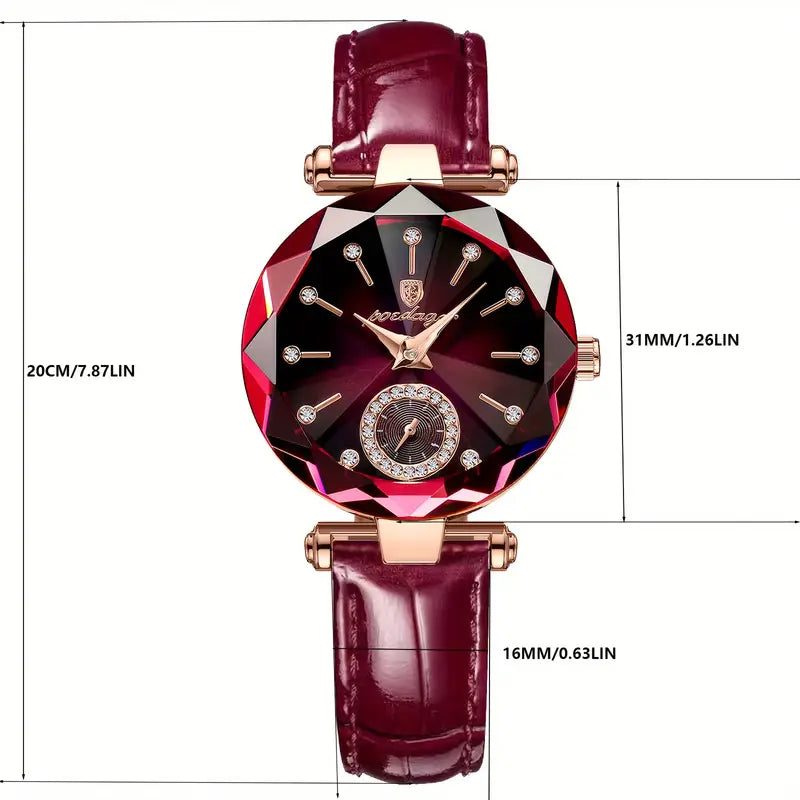 POEDAGAR 2024 Trendy Quartz Ladies Wristwatch with Band and Round Case
