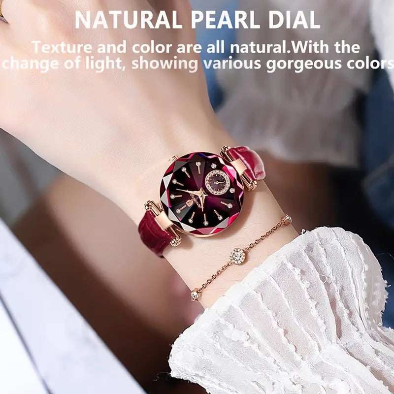POEDAGAR 2024 Trendy Quartz Ladies Wristwatch with Band and Round Case