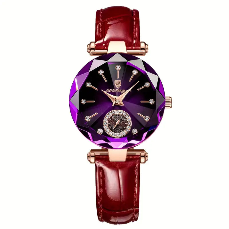 POEDAGAR 2024 Trendy Quartz Ladies Wristwatch with Band and Round Case