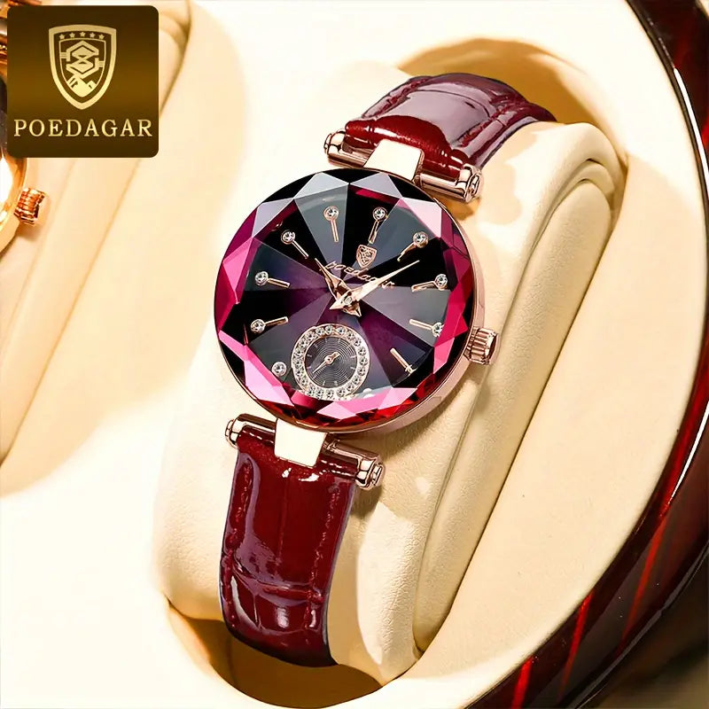 POEDAGAR 2024 Trendy Quartz Ladies Wristwatch with Band and Round Case