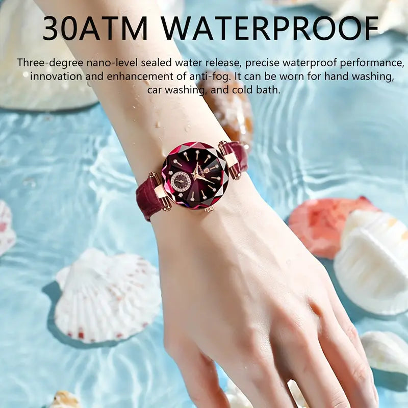 POEDAGAR 2024 Trendy Quartz Ladies Wristwatch with Band and Round Case