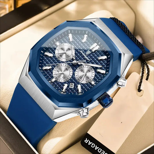 Luxury Business Quartz Watch for - Waterproof, Luminous Chronograph with Date, Silicone Strap, Electronic Movet, Mixed Colors