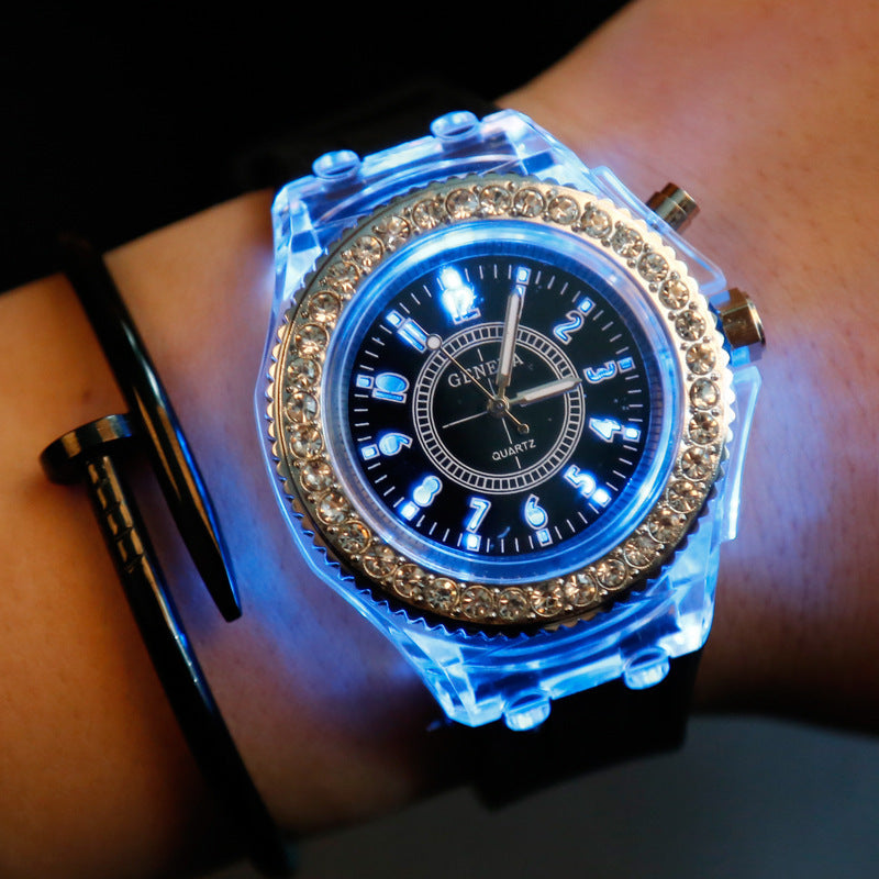 Ins Luminous Watch Distinctive Harajuku Korean Fashion Trendy LED Fluorescent Couple Watch For Boys And Girls