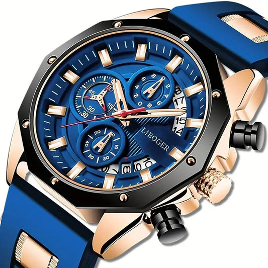 Men's Cross-Border Popular Watches, Fashionable Silicone Band Watches, Multi-Functional Calendar Sports Watches Wholesale Dropshipping