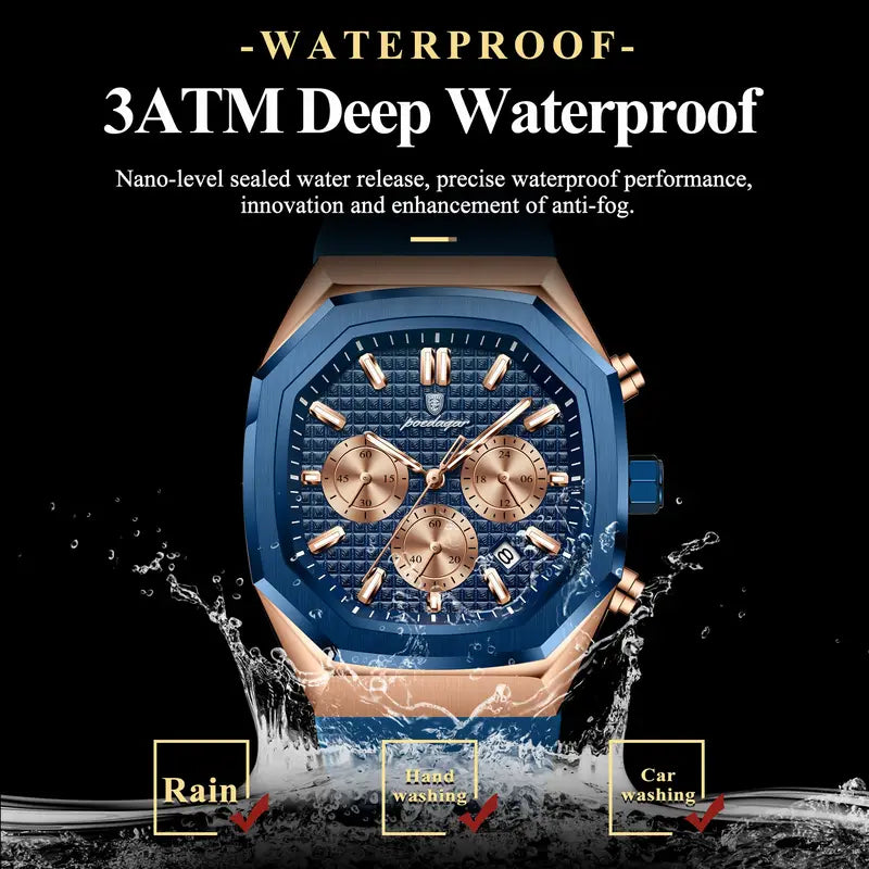 Luxury Business Quartz Watch for - Waterproof, Luminous Chronograph with Date, Silicone Strap, Electronic Movet, Mixed Colors
